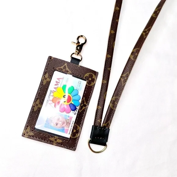 🤎🩷 LV Monogram Custom Lanyard ID Holder handmade - Picture 2 of 13